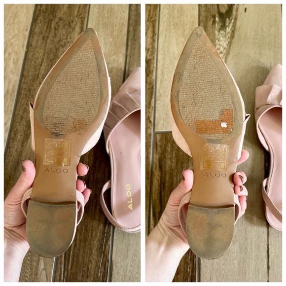 ALDO Ruffle Detail d’Orsay Slingback Flats, Pointed Toe Blush Pink Suede sz. 6 - Picture 11 of 17